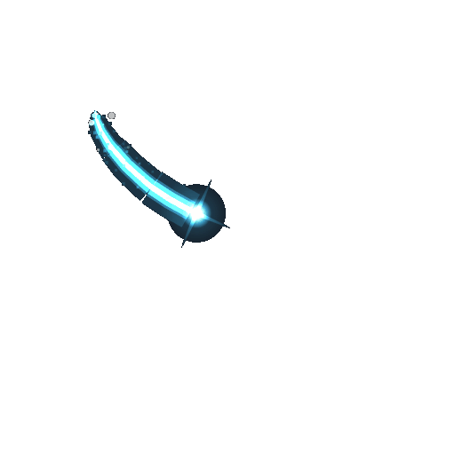 A blue combo slash effect: two glowing arcs with sparks and a bloom flash